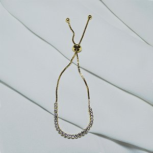 Pulseira riviera gravatinha zircônia ouro semijoia FZ417