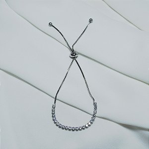 Pulseira riviera gravatinha zircônia ródio semijoia FZ417