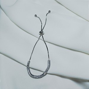 Pulseira riviera gravatinha zircônia baguete ródio semijoia FZ422