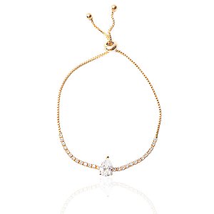 Pulseira riviera gravatinha gota ouro semijoia FZ385
