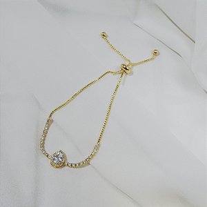 Pulseira riviera gravatinha gota ouro semijoia FZ385