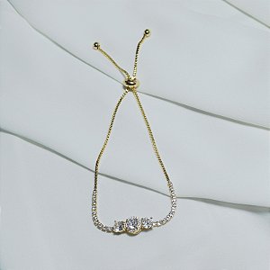 Pulseira riviera gravatinha ouro semijoia FZ448