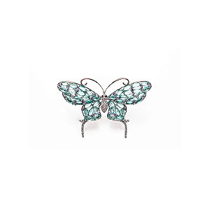 Broche borboleta cristais zircônia prateado