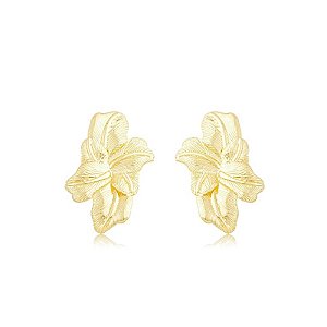Maxi brinco folhas ouro semijoia