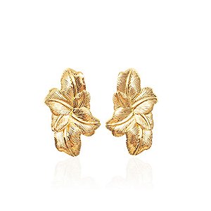 Maxi brinco folhas ouro semijoia