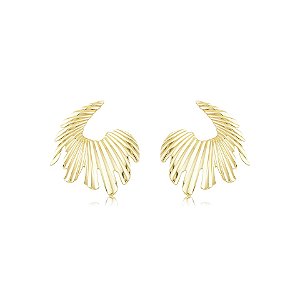 Maxi brinco folha ouro semijoia