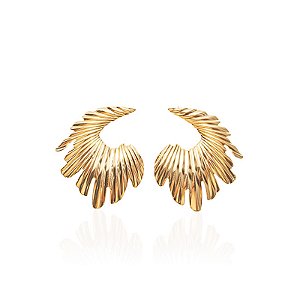 Maxi brinco folha ouro semijoia