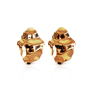 Maxi brinco chapa ondulada ouro semijoia