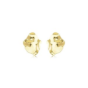 Maxi brinco chapa ondulada ouro semijoia