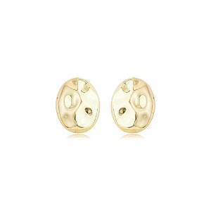 Maxi brinco oval martelado ouro semijoia