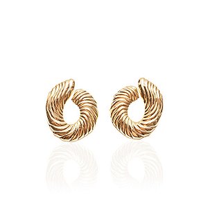 Maxi brinco orgânico texturizado ouro semijoia