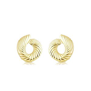 Maxi brinco orgânico texturizado ouro semijoia