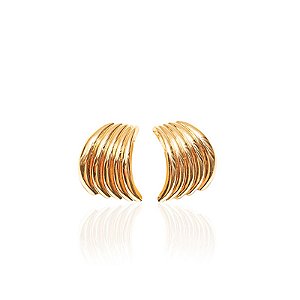 Maxi brinco curvado ouro semijoia