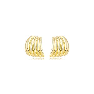 Maxi brinco curvado ouro semijoia