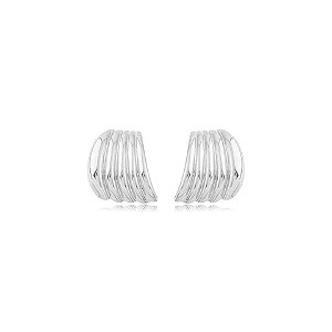 Maxi brinco curvado ródio semijoia
