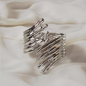 Bracelete cuff orgânico ródio semijoia