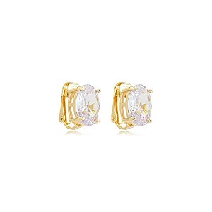 Brinco pressão oval cristal ouro semijoia 7257605