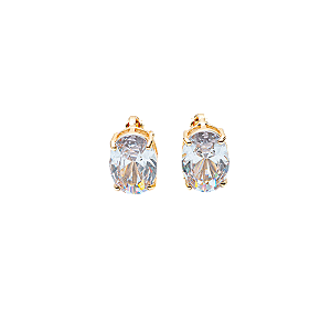 Brinco pressão oval cristal ouro semijoia 7257605
