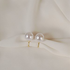 Brinco pressão pérola m ouro semijoia 6321305