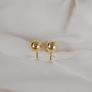 Brinco pressão esfera lisa m ouro semijoia 6180605