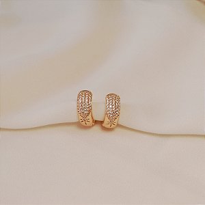 Brinco argolinha zircônia ouro semijoia 26k07014