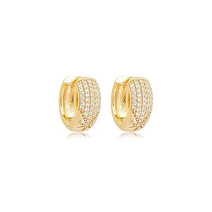 Brinco argolinha zircônia ouro semijoia 26k07014