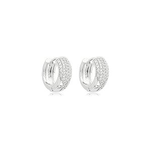 Brinco argolinha zircônia ródio semijoia 26k07014