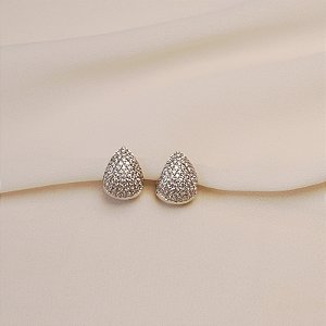 Brinco argolinha gota zircônia ródio semijoia 25k05009