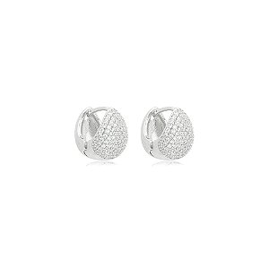 Brinco argolinha gota zircônia ródio semijoia 25k05009