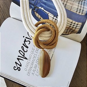 Colar Design Natural algodão com ágata marrom