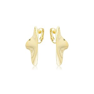 Brinco pressão curvado ouro semijoia
