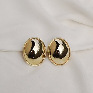 Brinco pressão oval liso g ouro semijoia