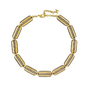 Colar Hector Albertazzi strass art déco ouro vintage