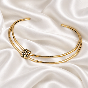 Colar chocker Bah Porto aro duplo Estela ouro semijoia