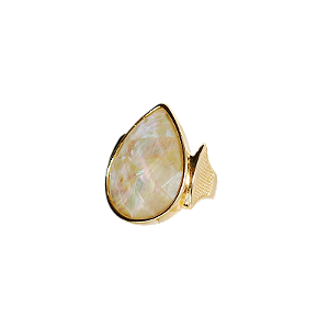 Anel gota pedra natural Nautilus ouro semijoia