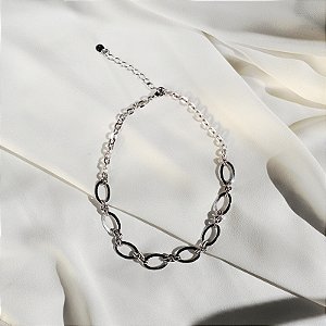 Colar choker elos aço inoxidável