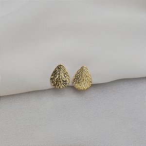 Brinco pressão folhinha ouro semijoia 7269005