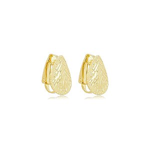 Brinco pressão folhinha ouro semijoia 7269005