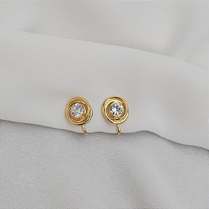 Brinco pressão elos zircônia ouro semijoia