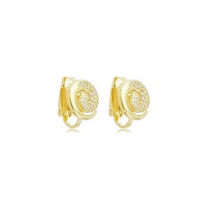 Brinco pressão espiral zircônia ouro semijoia