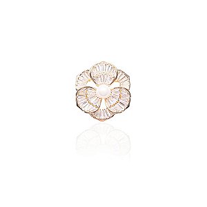 Broche flor zircônia pérola dourado 6376804