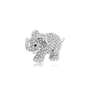Broche elefante strass prateado 6373004