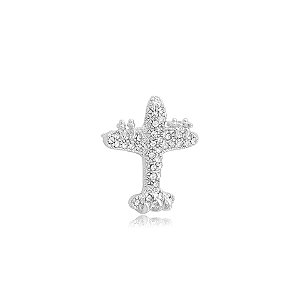 Broche avião strass prateado 6372604