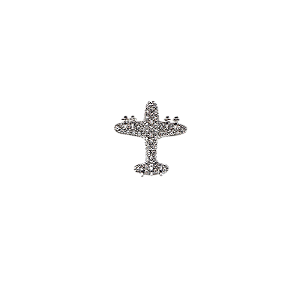 Broche avião strass prateado 6372604