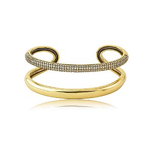 Bracelete Nino Bran aro duplo zircônia ouro vintage semijoia