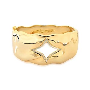 Bracelete com losango vazado zircônia ouro semijoia