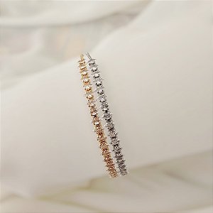 Kit com 2 pulseiras gravatinhas rivieras zircônias navetes ouro e ródio semijoia 5364205