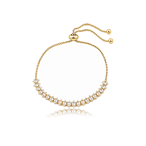 Pulseira gravatinha riviera zircônias navetes ouro semijoia 5364205