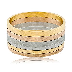 Kit com 6 braceletes oração Pai Nosso aço inox ouro prata e rosê
