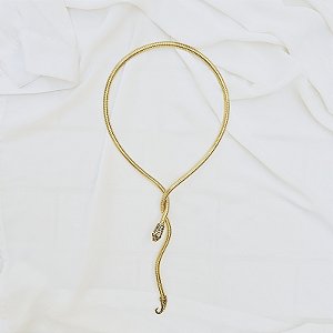 Colar Elaine Palma serpente ouro semijoia